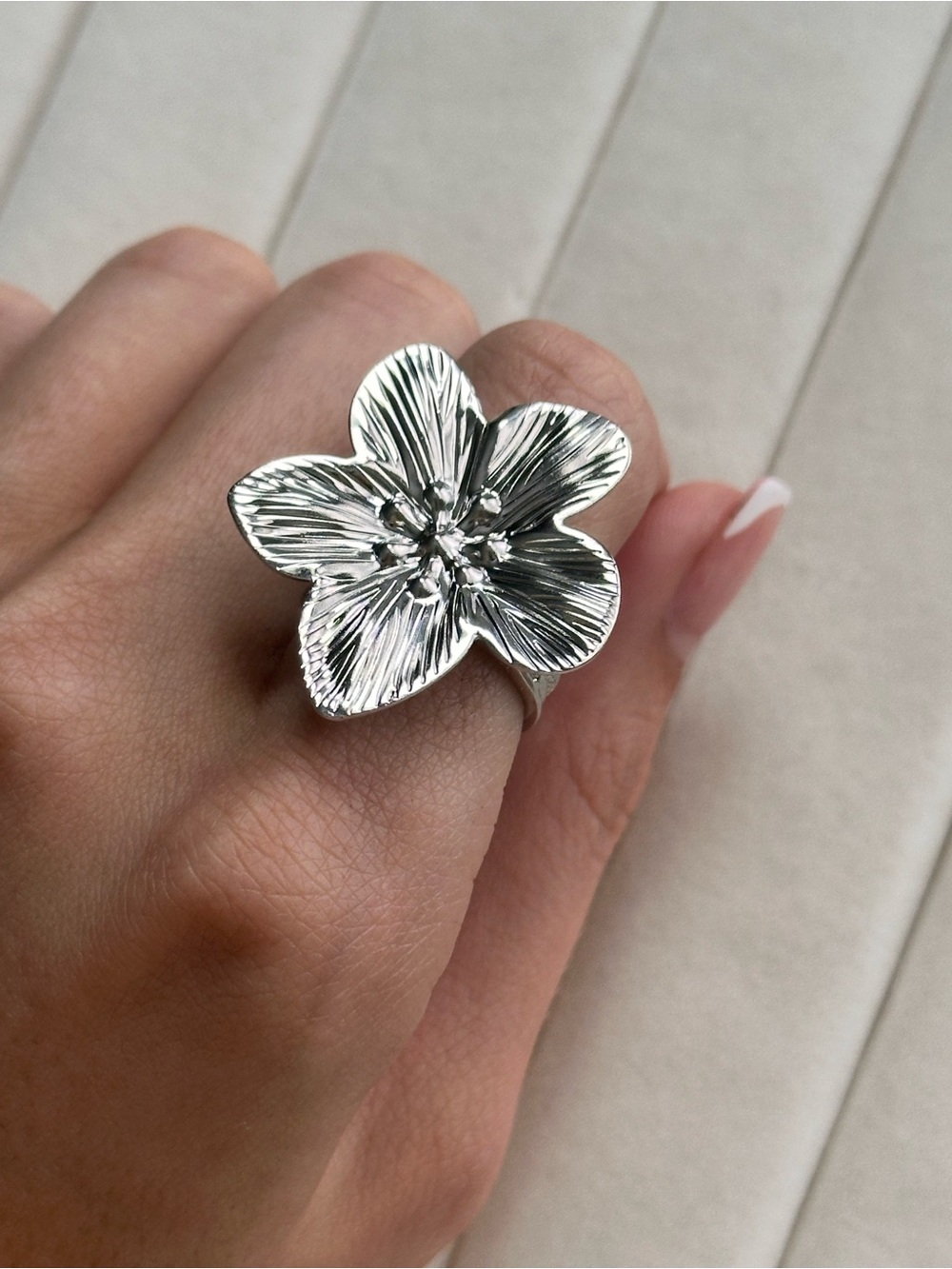 New! Silver Floral Statement Ring